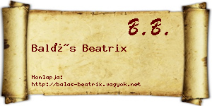 Balás Beatrix névjegykártya